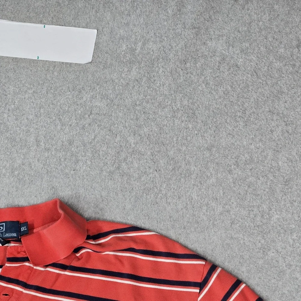 Polo By Ralph Lauren Men Polo XXL Red Embroidered Striped Pony Rugby READ